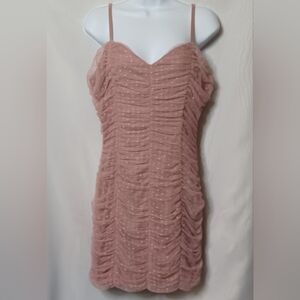 Haute Monde Pink Ruching Adjustable Straps Mini Dress. XL
